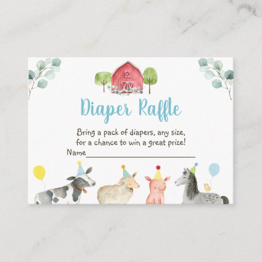 Boerderij Greenery Baby shower Diaper Raffle-kaart Informatiekaartje (Voorkant)