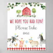 Boerderij Greenery Birthday Party Favor Sign Poster (Voorkant)