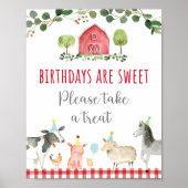 Boerderij Greenery Birthday Treat Sign Poster (Voorkant)