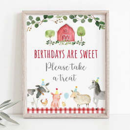 Boerderij Greenery Birthday Treat Sign Poster