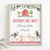 Boerderij Greenery Birthday Treat Sign Poster