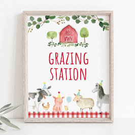 Boerderij Greenery Grazing Station Birthday Food S Poster