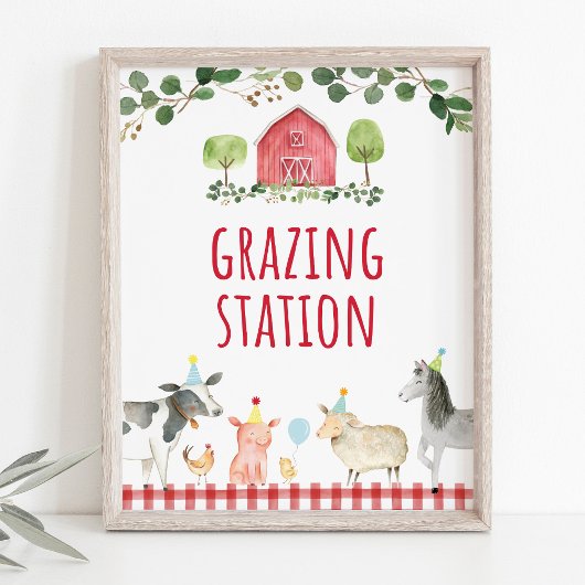 Boerderij Greenery Grazing Station Birthday Food S Poster