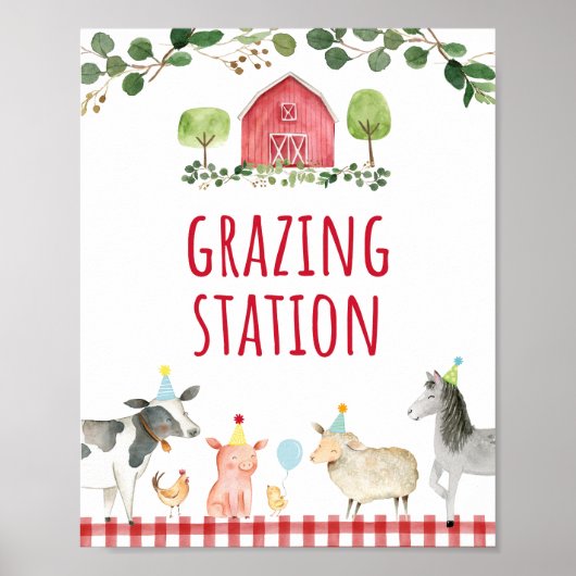 Boerderij Greenery Grazing Station Birthday Food S Poster (Voorkant)