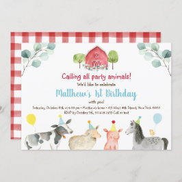 Boerderij Greenery Party Animal Birthday Kaart