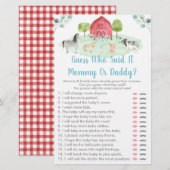 Boerderij Greenery Raad wie het Baby shower Game z (Voorkant / Achterkant)