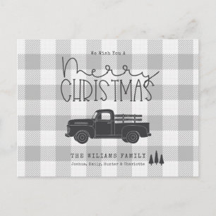 Boerderij Grey Buffalo Plaid Vrolijke kerst Kaart