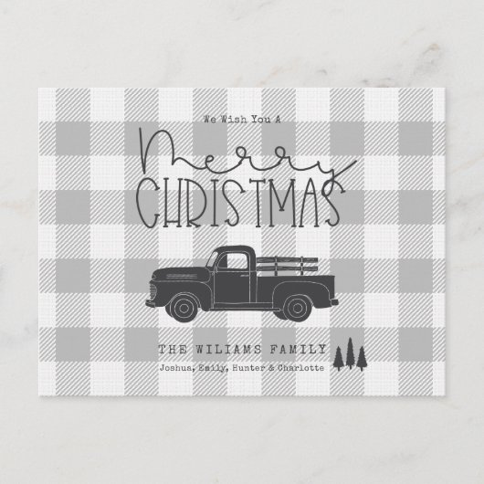 Boerderij Grey Buffalo Plaid Vrolijke kerst Kaart (Voorkant)