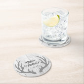 Boerderij Grijze Antlers Bruid & bruidegom Trouwda Ronde Kartonnen Onderzetter (Insitu)