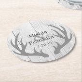 Boerderij Grijze Antlers Bruid & bruidegom Trouwda Ronde Kartonnen Onderzetter (Gebogen)