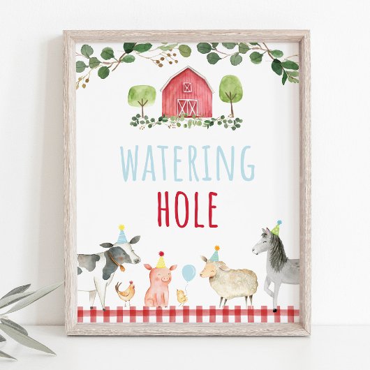 Boerderij groen waterplaats verjaardag bord poster