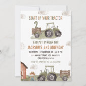 Boerderij groene tractor 2e verjaardag kaart (Voorkant)