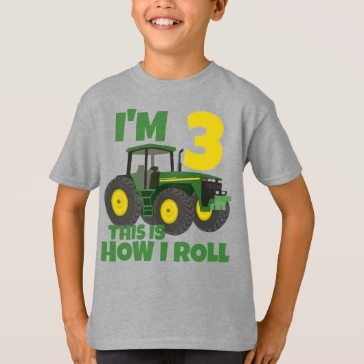 Boerderij Groene Tractor 3e Verjaardagsfeestje Boe T-shirt (Voorkant)