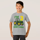 Boerderij Groene Tractor 3e Verjaardagsfeestje Boe T-shirt (Voorkant volledig)
