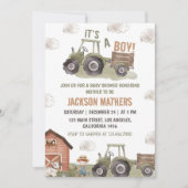 Boerderij Groene Tractor Baby shower Kaart (Voorkant)