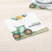 Boerderij Groene Tractor Verjaardag Kartonnen Onderzetters (Schuin)