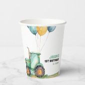 Boerderij Groene Tractor Verjaardag Papieren Bekers (Achterkant)