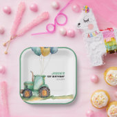 Boerderij Groene Tractor Verjaardag Papieren Bordje (Feest)
