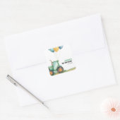 Boerderij Groene Tractor Verjaardag Vierkante Sticker (Envelop)