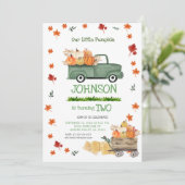 Boerderij Groene Truck Pompoen Boy Eerste Verjaard Kaart (Staand voorkant)