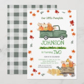 Boerderij Groene Truck Pompoen Boy Eerste Verjaard Kaart (Voorkant / Achterkant)