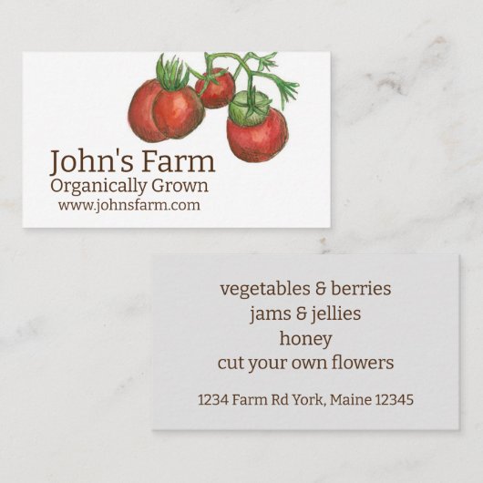 Boerderij groenten produceren voedseltuin visitekaartje (Voorkant / Achterkant)