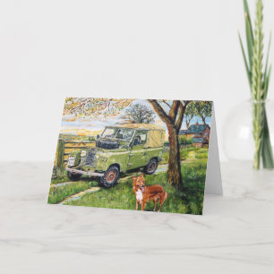 "BOERDERIJ" groet Kaart met Land Rover Scene.