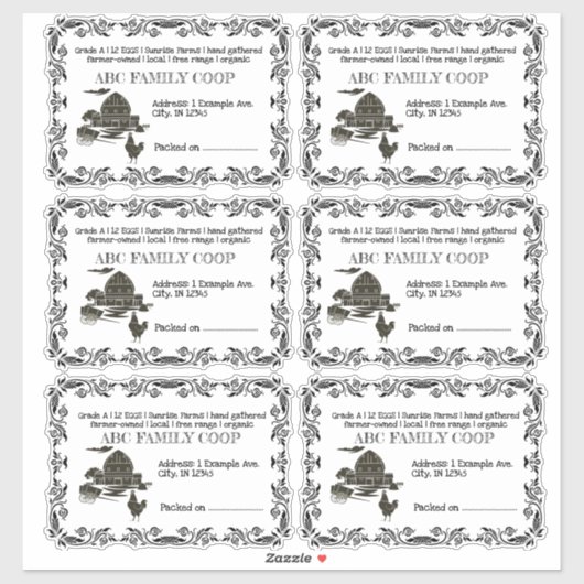 Boerderij Grote Ei Kartonnen Etiket Sticker (Vel)