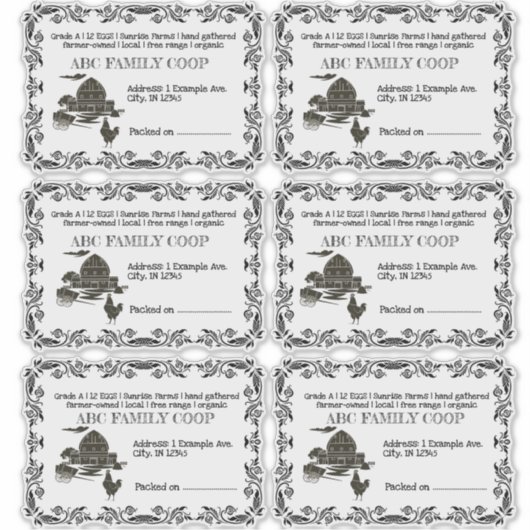 Boerderij Grote Ei Kartonnen Etiket Sticker (Voorkant)