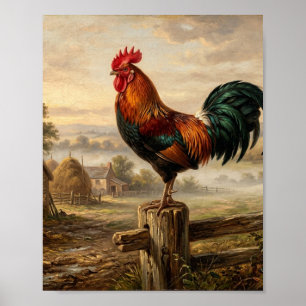 Boerderij haan kip kuikens I Poster