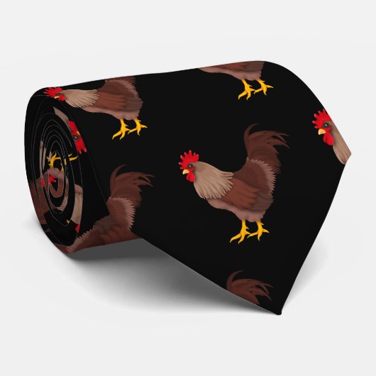 boerderij haan op zwart stropdas (Opgerold)