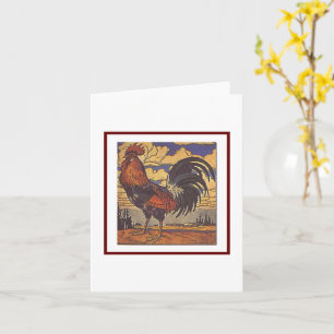 Boerderij Haan Retro Country Illustration Kaart