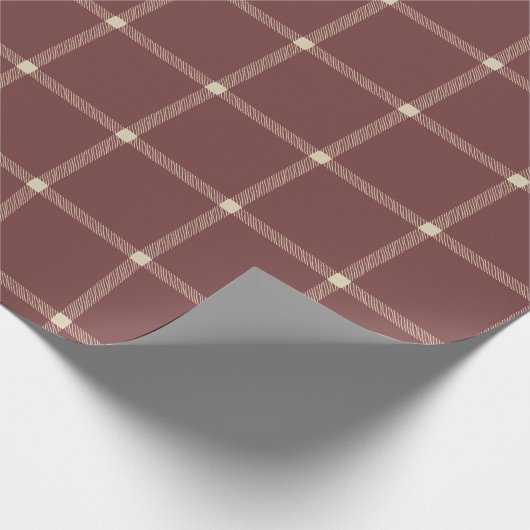 Boerderij hand getrokken plaid chocolade cacao bru cadeaupapier (Hoek)