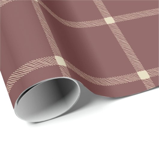 Boerderij hand getrokken plaid chocolade cacao bru cadeaupapier (Rol Hoek)