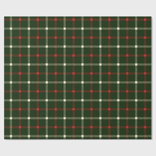 Boerderij hand getrokken plaid donkergroen rode cr cadeaupapier (Vlak)
