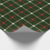 Boerderij hand getrokken plaid donkergroen rode cr cadeaupapier (Hoek)