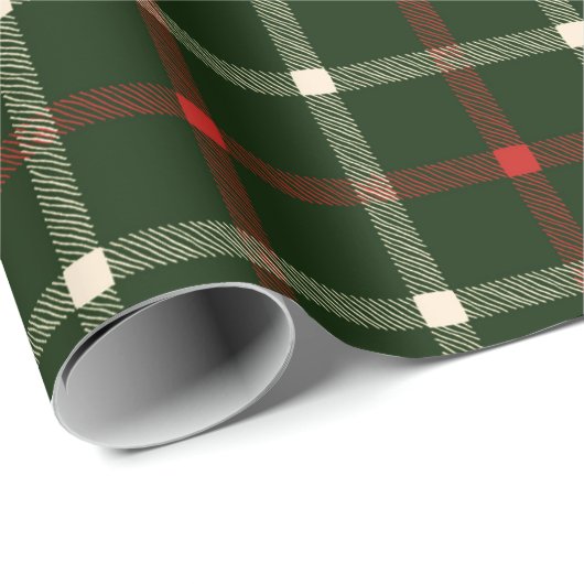 Boerderij hand getrokken plaid donkergroen rode cr cadeaupapier (Rol Hoek)