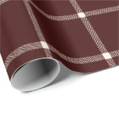 Boerderij hand getrokken plaid patroon kastanjebru cadeaupapier (Rol Hoek)