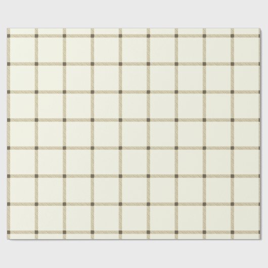 Boerderij  handgetekende plaid sepia off white cadeaupapier (Vlak)