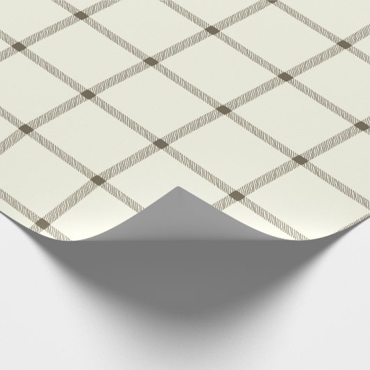 Boerderij  handgetekende plaid sepia off white cadeaupapier (Hoek)