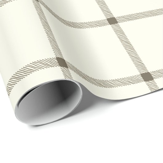 Boerderij  handgetekende plaid sepia off white cadeaupapier (Rol Hoek)