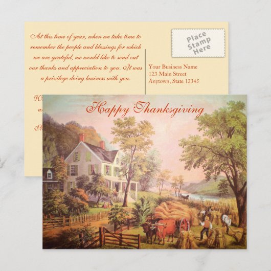 Boerderij Harvest Custom Business Thanksgiving Bri Feestdagenkaart (Voorkant / Achterkant)