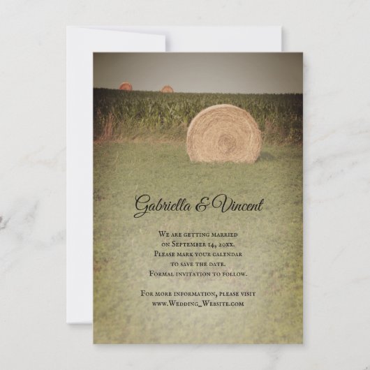 Boerderij Hay Bales Country Weddenschap Save the D Save The Date (Voorkant)