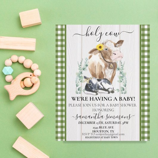 Boerderij Heilige Koe Calf Baby shower Gingham Gre