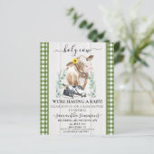 Boerderij Heilige Koe Calf Baby shower Gingham Gre (Staand voorkant)