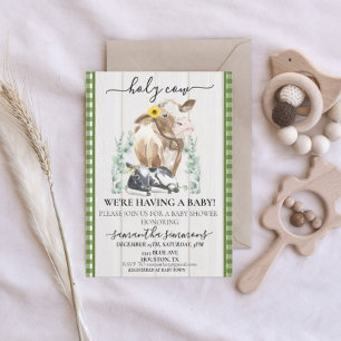 Boerderij Heilige Koe Calf Baby shower Gingham Gre Kaart