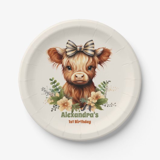 Boerderij Heilige Koe Hoogland 1e Verjaardag Papieren Bordje (Voorkant)