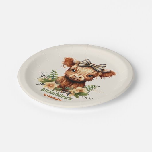 Boerderij Heilige Koe Hoogland 1e Verjaardag Papieren Bordje (Gekanteld)