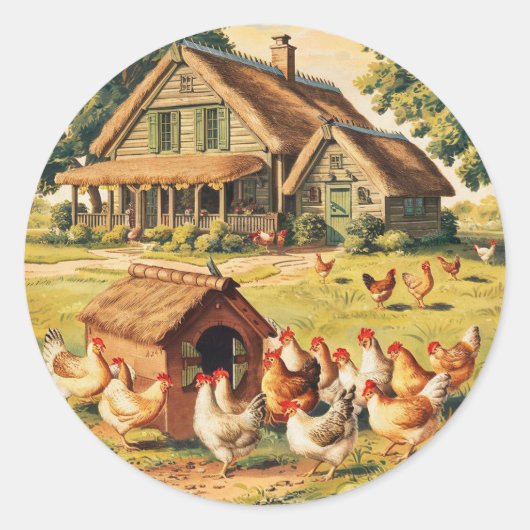 Boerderij Hen | Boerderij of kippenhok Ronde Sticker (Voorkant)