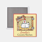 Boerderij Hen Country Keuken Gepersonaliseerd Magneet (Voorkant / Achterkant)